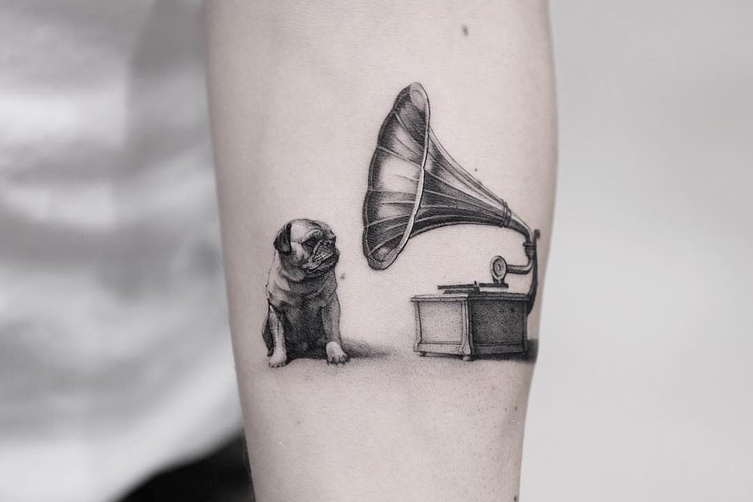 Grammophon-Tattoo-Skizze