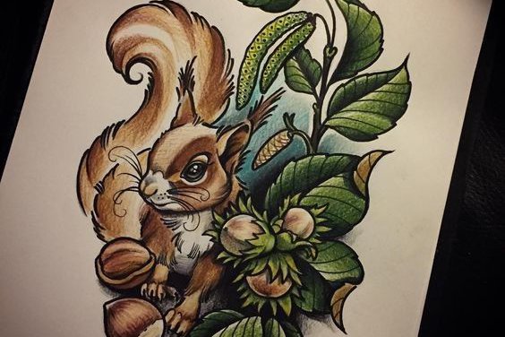 Tattoo-Skizze Eichhörnchen