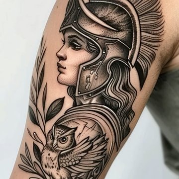 Traditionelle Wikingerin als Schildmaid auf der Schulter