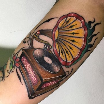 Grammophon-Tattoo-Skizze