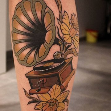 Grammophon-Tattoo-Skizze