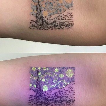 Neon Tattoo mit feinen Linien