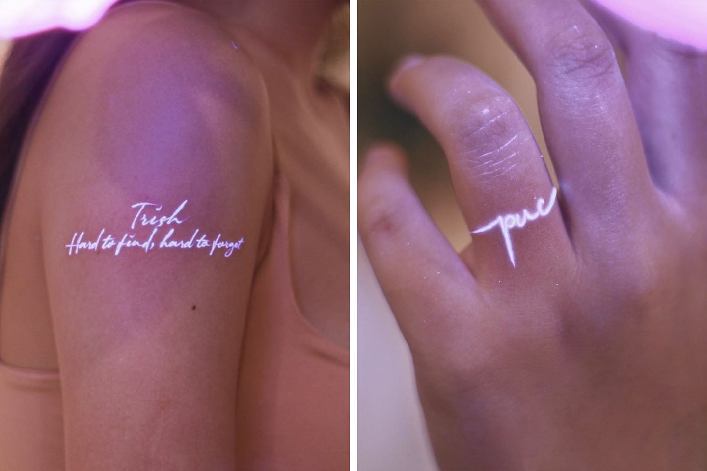 UV-leuchtende Symbole auf den Fingern