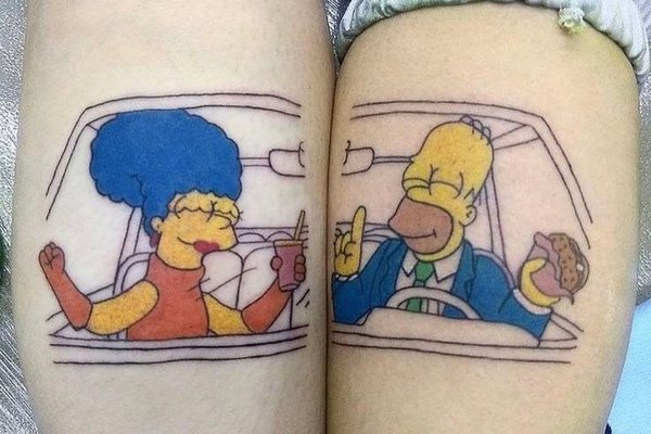 Homer und Marge Tattoo als Paar-Motiv