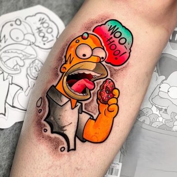 Homer Simpson Tattoo mit Donut