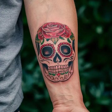 Totenkopf mit floralen Details
