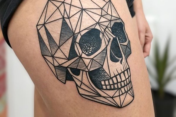 Totenkopf mit geometrischen Linien